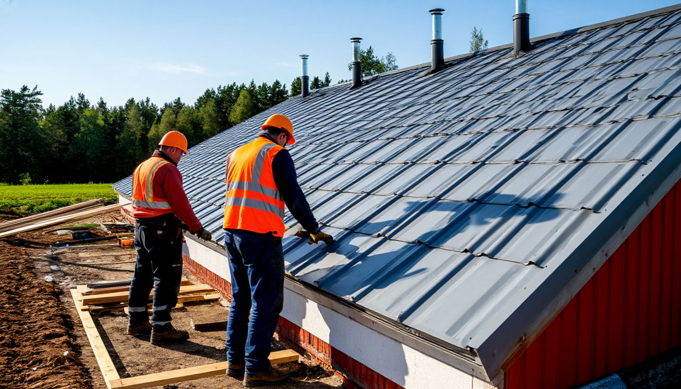 Монтаж кровельных сэндвич панелей